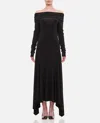 Max Mara Jersey Dress With Asymmetrical Hem And Off-shoulder Neckline In Black