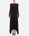 Max Mara Jersey Dress With Asymmetrical Hem And Off-shoulder Neckline In Black