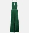 Max Mara Gersa Plissé Sablé Georgette Gown In Green