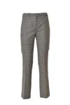 Max Mara Gesso Straight Trousers In Beige Checked Wool In Gray