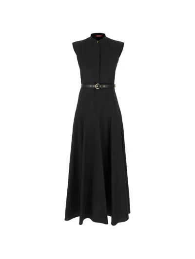 Max Mara Gesto Belted Sleeveless Midi Dress In Black