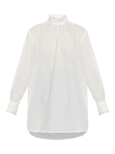 Max Mara Gettata Ruffled High-neck Shirt In White