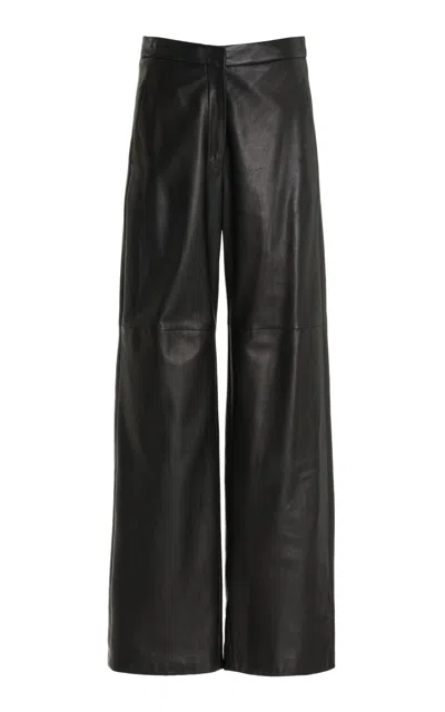 Max Mara Getti Leather Straight-leg Pants In Black