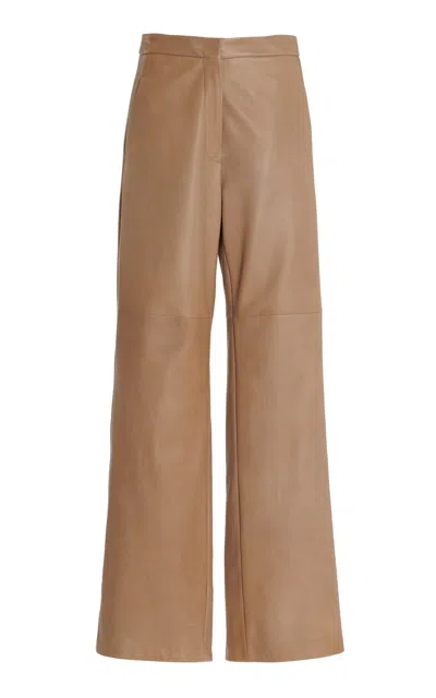 Max Mara Getti Leather Straight-leg Pants In Turtledove