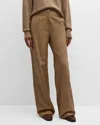 Max Mara Getti Leather Straight-leg Pants In Turtledove