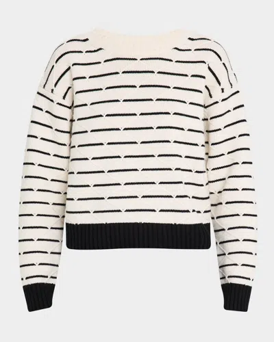 Max Mara Gettone Striped Wool-cashmere Sweater In White