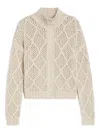 Max Mara Ghinea Diamond-pattern High-neck Cardigan In Neutral