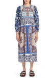 MAX MARA WEEKEND MAX MARA GHIOTTO FLORAL PRINT LONG SLEEVE COTTON POPLIN MIDI DRESS