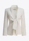Max Mara Ghiotto Open-front Blazer With Knotted Sashes In White