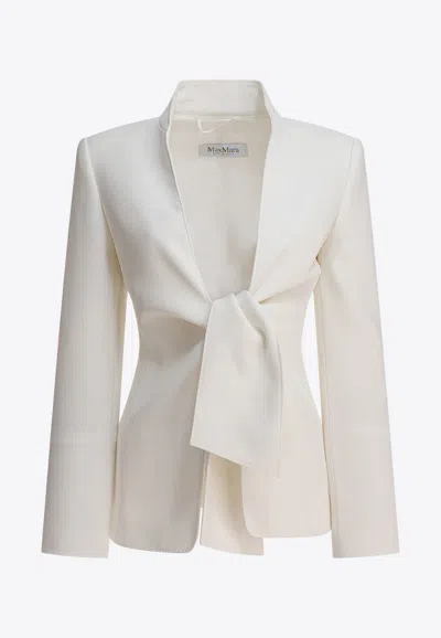 Max Mara Ghiotto Open-front Blazer With Knotted Sashes In White