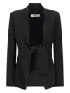 Max Mara Tailored Blazer With Bow Detail And Padded Shoulders In Black