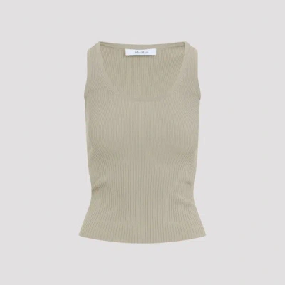 Max Mara Ghiro Ribbed Scoop Neck Sleeveless Top In Neutral
