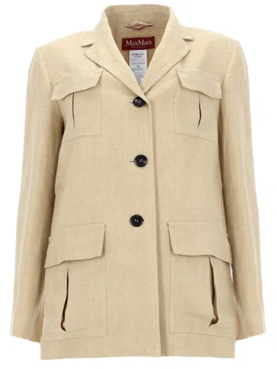 MAX MARA MAX MARA GIACCA CON COULISSE IN LINO DÉLAVÉ