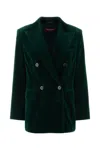 Max Mara Bottle Green Stretch Velvet Blazer