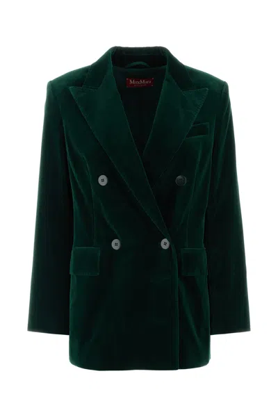 MAX MARA GIACCA DIGIONE IN VELLUTO STRETCH VERDE BOTTIGLIA  DONNA
