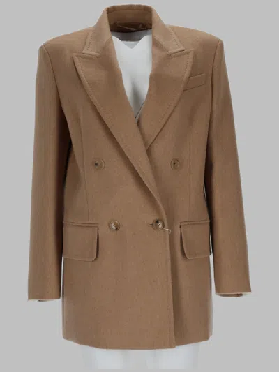 Max Mara Camel Hair Double-breasted Coat In Brown