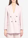 Max Mara Ombrosa Double Breasted Wool Blazer Jackets Rose In Black