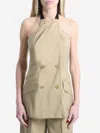 Max Mara Maxmara Mxsnuraghe Sleeveless Jacket In Wool And Silk Poplin In Brown