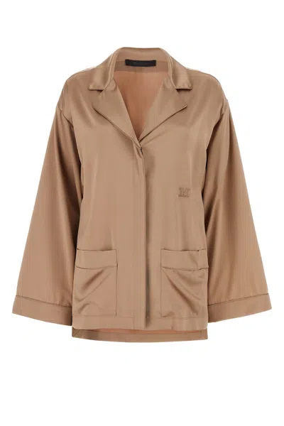 Max Mara Antiqued Pink Satin Vasaio Shirt In Beige