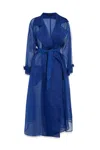 Max Mara Woman Overcoat Blue Size 4 Silk In 030