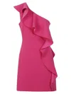 Max Mara One-shoulder Ruffled Dress In Fucsia