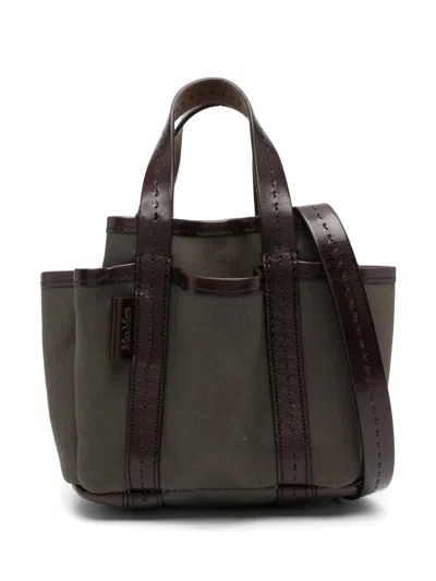 MAX MARA GIARDINIERA MINI CANVAS AND LEATHER TOTE BAG