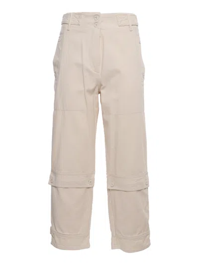 Max Mara Gilbert Cropped Cotton Trousers In Beige
