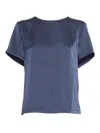 Max Mara Silk Satin Blouse In Blue