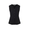 Max Mara Tailored Black Waistcoat With Deep V-neckline And Button Detail