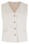 Max Mara Beige Linen And Cable Knit Mxmcalibri Vest In Multi