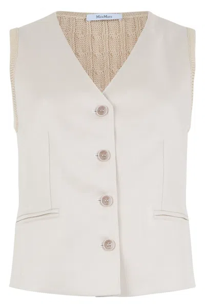 MAX MARA MAX MARA GILET CALIBRI IN LINEN WITH BRAIDS