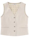 Max Mara Beige Linen And Cable Knit Mxmcalibri Vest In Neutral