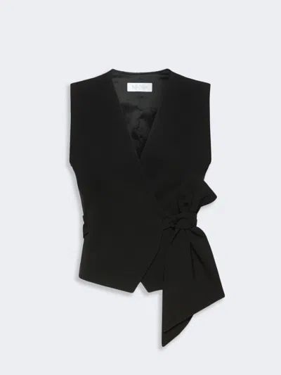 Max Mara Gilet Court En Cady Compact In Black