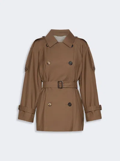 Max Mara Gilet Courte Sans Manches Avec Capuche Et Cordon De Serrage. In Brown