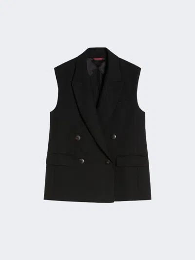 Max Mara Gilet En Batavia De Lin In Black