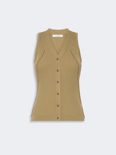 Max Mara Gilet En Fil De Coton Et Viscose In Brown