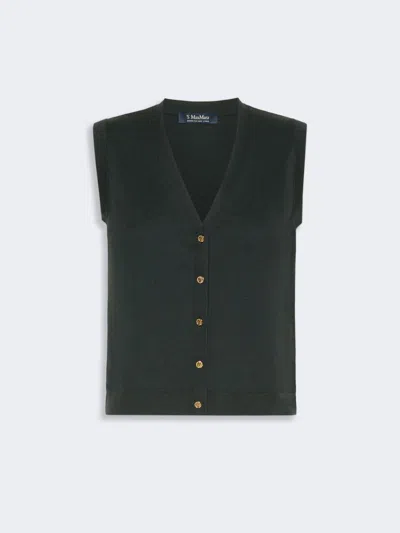 Max Mara Gilet En Fil De Coton, Soie Et Cachemire In Green
