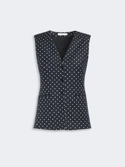 Max Mara Gilet En Jersey De Viscose Et Laine À Pois In Blue