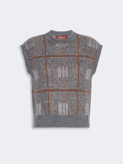 Max Mara Gilet En Laine, Mohair Et Cachemire In Gray