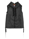 Max Mara Canvas Drawstring Hooded Sleeveless Gilet In Black