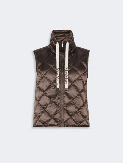 Max Mara Gilet Rembourré En Toile À Losanges Déperlante In Brun
