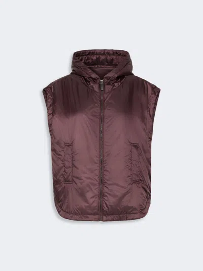 Max Mara Gilet Rembourrée Sans Manches En Toile Déperlante Avec Capuche In Brown
