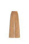 Max Mara Pantalone Ampio In Seta E Lino In 003 Cammello
