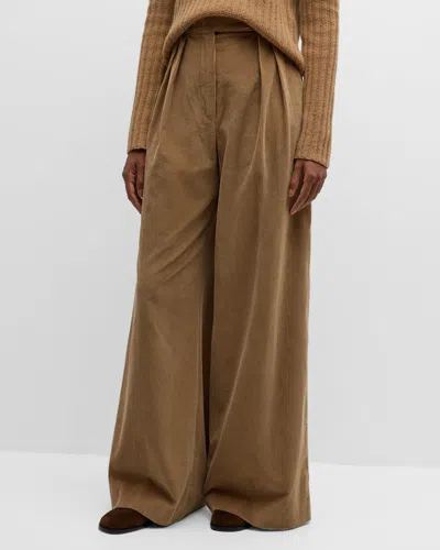 Max Mara Gilly Wide-leg Corduroy Trousers In Camel