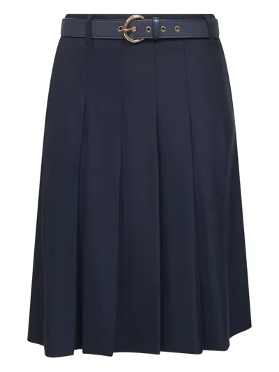 MAX MARA GIMMY PLEATED BELTED MIDI SKIRT