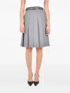 Max Mara Gimmy Pleated Belted Skirt In Gray
