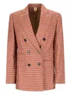 Max Mara Gingham Double-breasted Jacket In Red