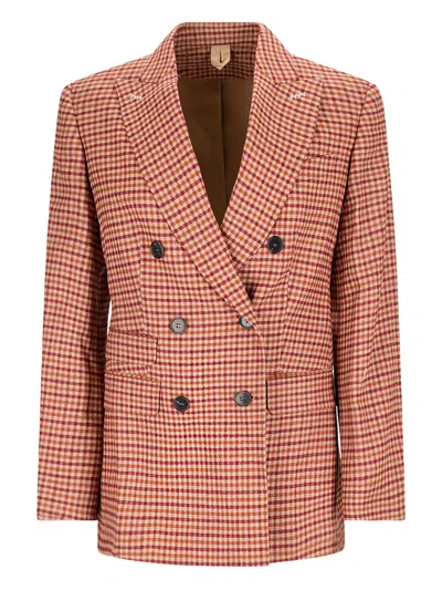 Max Mara Gingham Double-breasted Jacket In Red