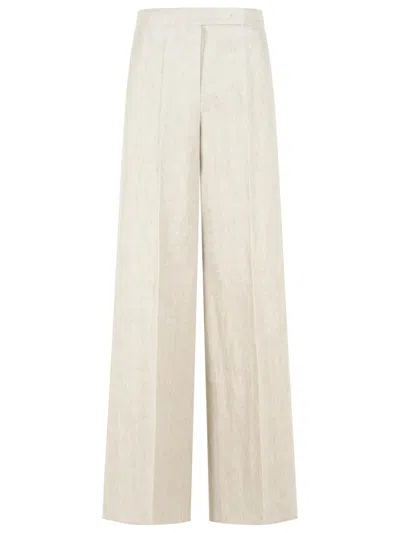 Max Mara 'ginnico' Beige Linen Pants In White