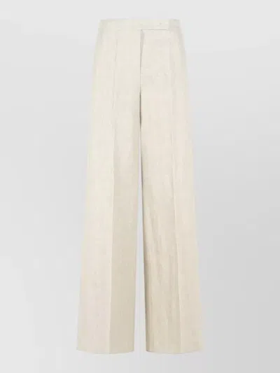 Max Mara Ginnico Linen Pants Wide Leg Pleated In Neutral